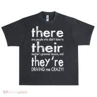 There Their They're Driving Me Crazy English Teacher Urban Oversized Heavyweight T-Shirt thumb 0