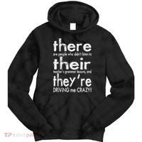 There Their They're Driving Me Crazy English Teacher Tie Dye Hoodie thumb 0
