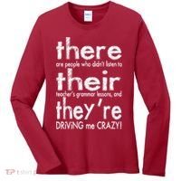 There Their They're Driving Me Crazy English Teacher Women's Long Sleeve Shirt thumb 0