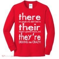 There Their They're Driving Me Crazy English Teacher Kids Long Sleeve Shirt thumb 0