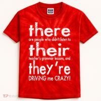 There Their They're Driving Me Crazy English Teacher Kids Tie-Dye T-Shirt thumb 0