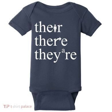 There Their They're Funny Grammar Baby Bodysuit