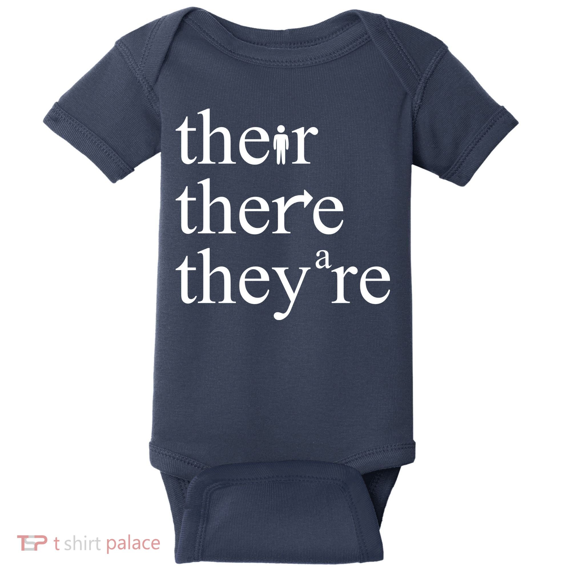 There Their They're Funny Grammar Baby Bodysuit