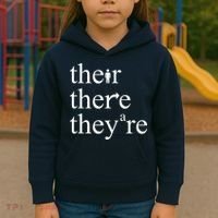 There Their They're Funny Grammar Kids Hoodie thumb 3