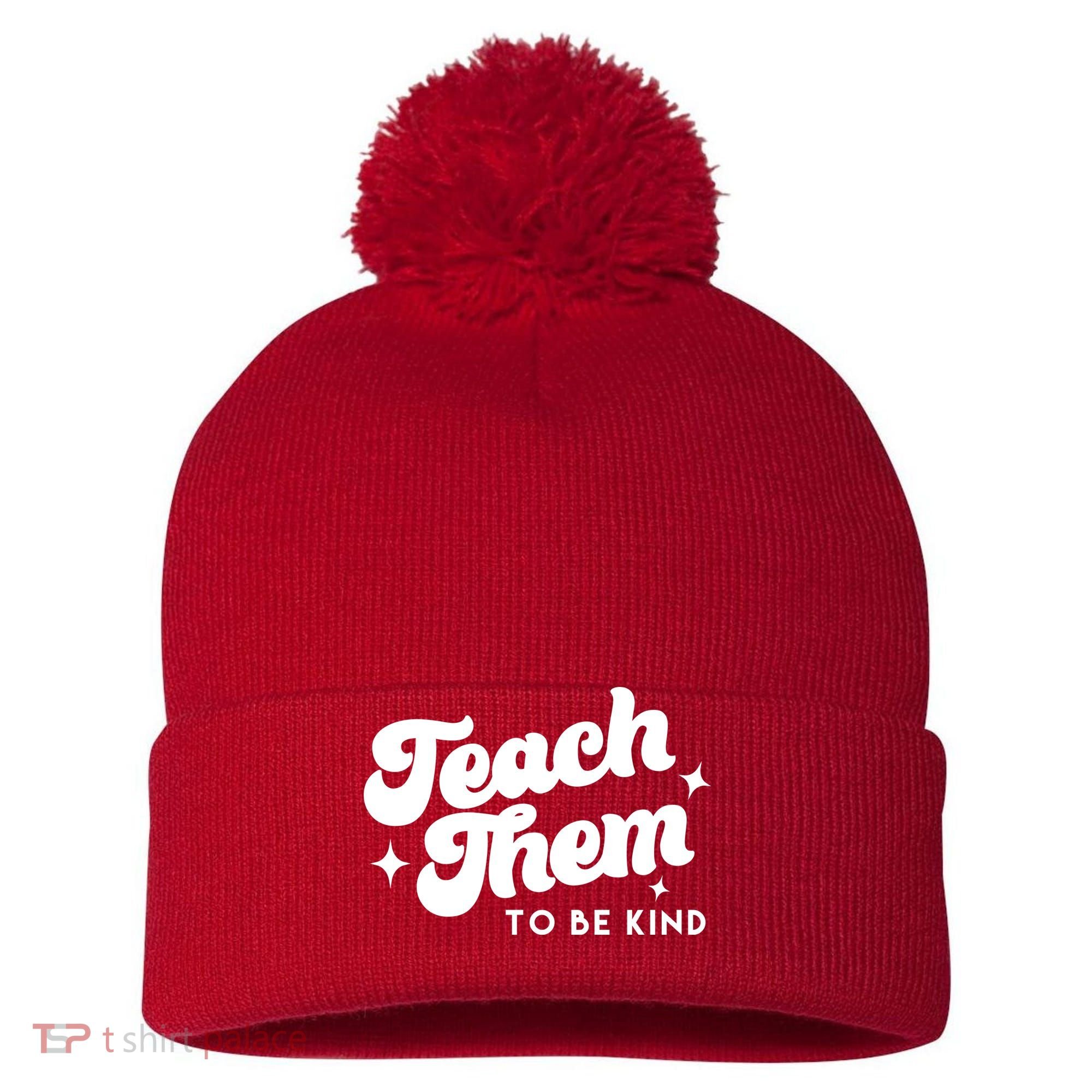 Team Them To Be Kind Pom Pom 12in Knit Beanie