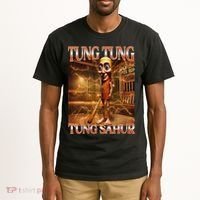 Tung Tung Tung Sahur Funny Brainrot Meme Italian Tall T-Shirt thumb 2