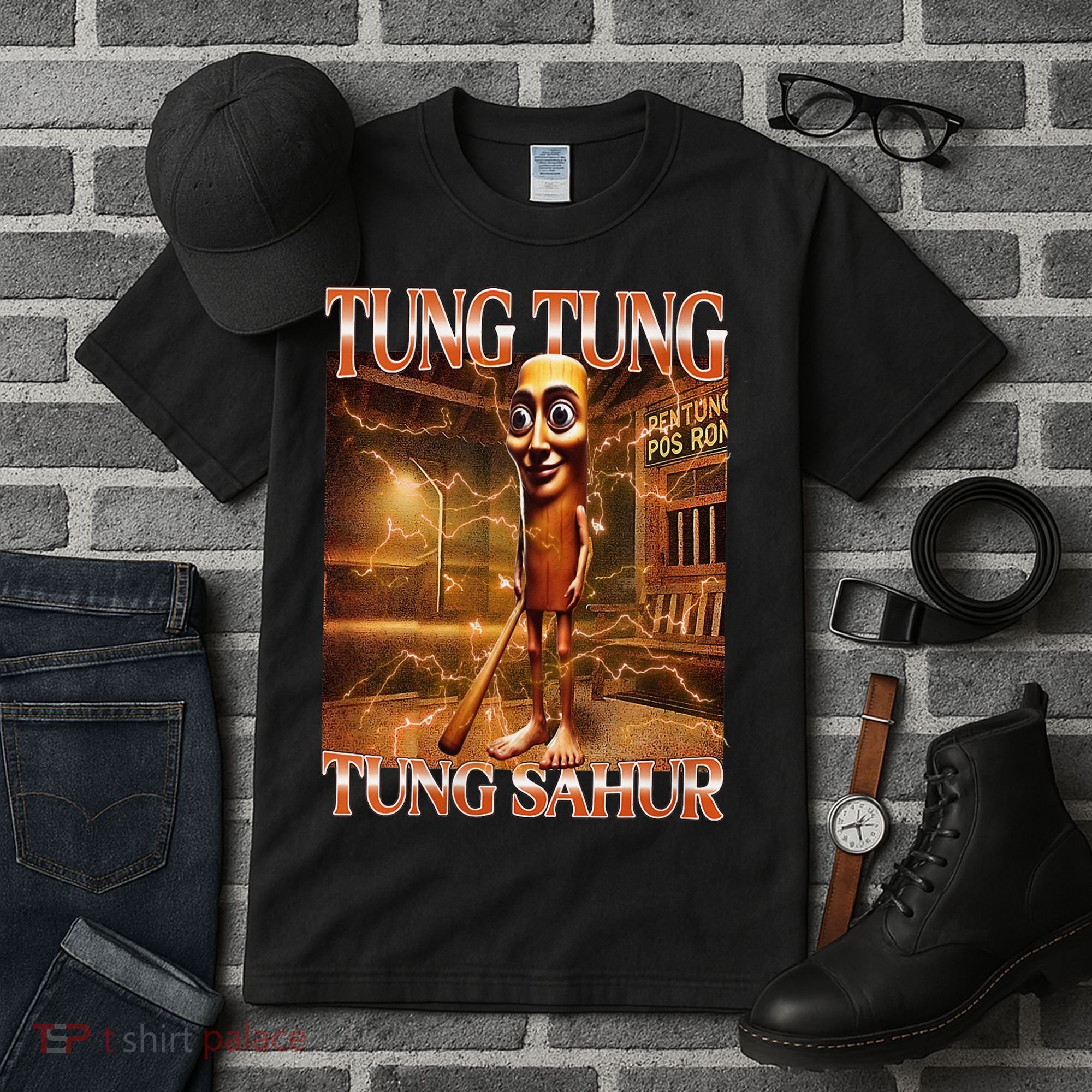 Tung Tung Tung Sahur Funny Brainrot Meme Italian Tall T-Shirt
