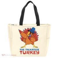The Talkative Turkey Funny Thanksgiving Tote Bag thumb 0