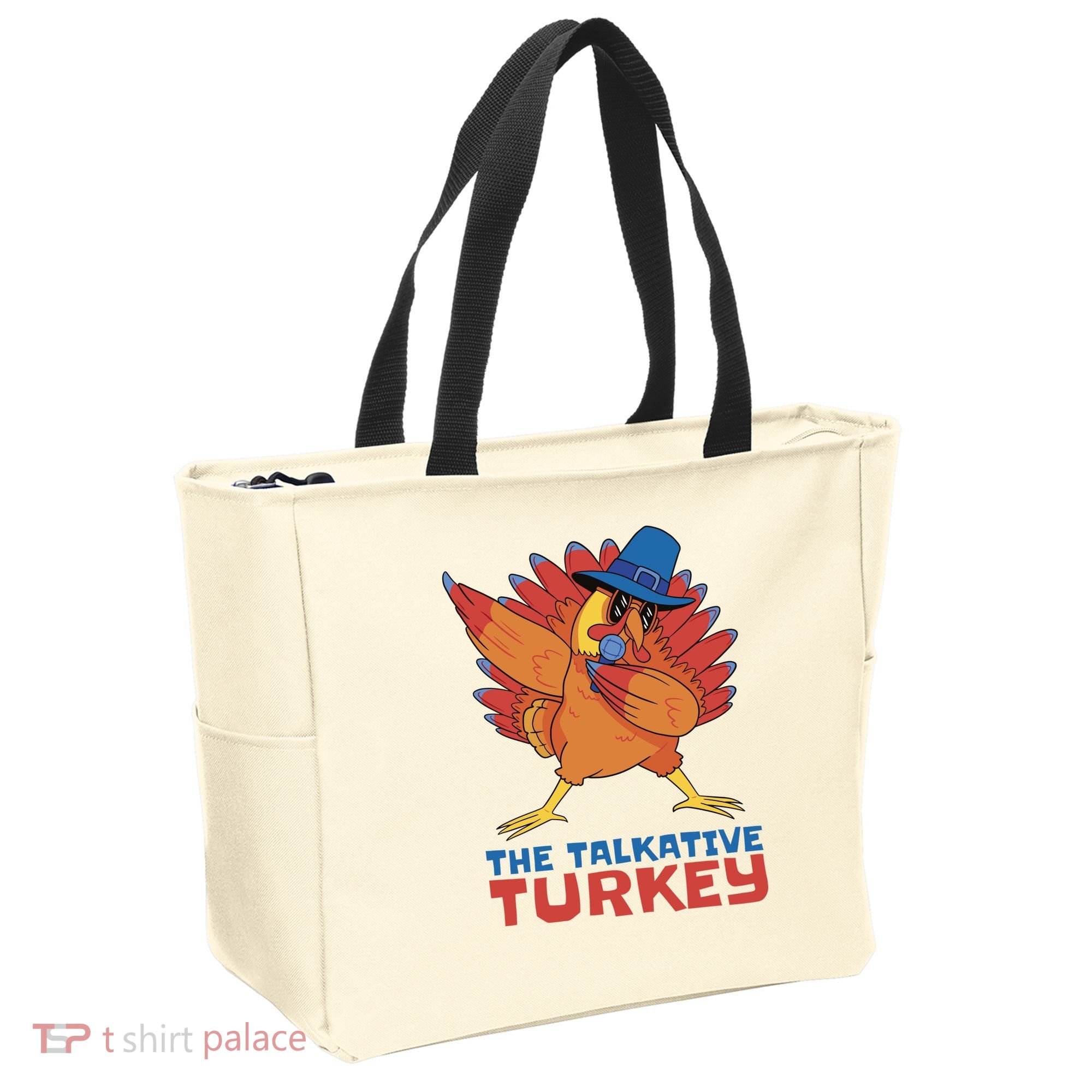 The Talkative Turkey Funny Thanksgiving Tote Bag