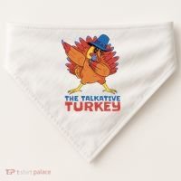 The Talkative Turkey Funny Thanksgiving USA-Made Doggie Bandana thumb 0