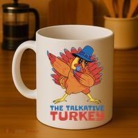 The Talkative Turkey Funny Thanksgiving Coffee Mug thumb 4