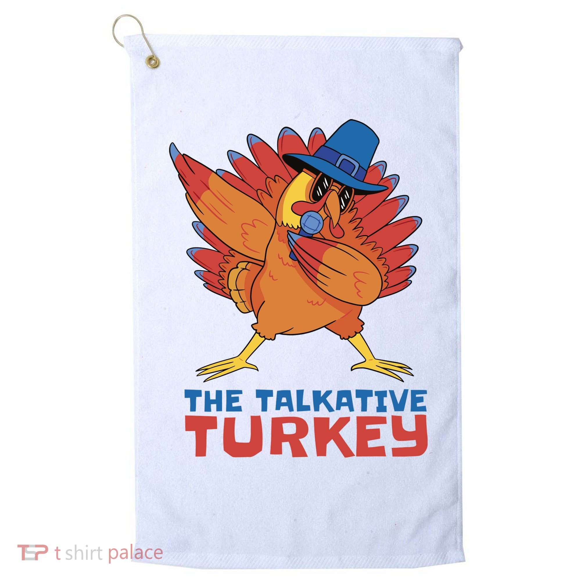 The Talkative Turkey Funny Thanksgiving Golf Towel