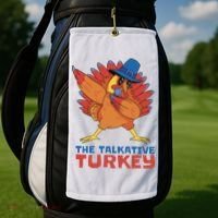 The Talkative Turkey Funny Thanksgiving Golf Towel thumb 2