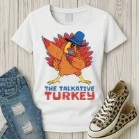 The Talkative Turkey Funny Thanksgiving Women's T-Shirt thumb 3