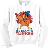 The Talkative Turkey Funny Thanksgiving Kids Sweatshirt thumb 0