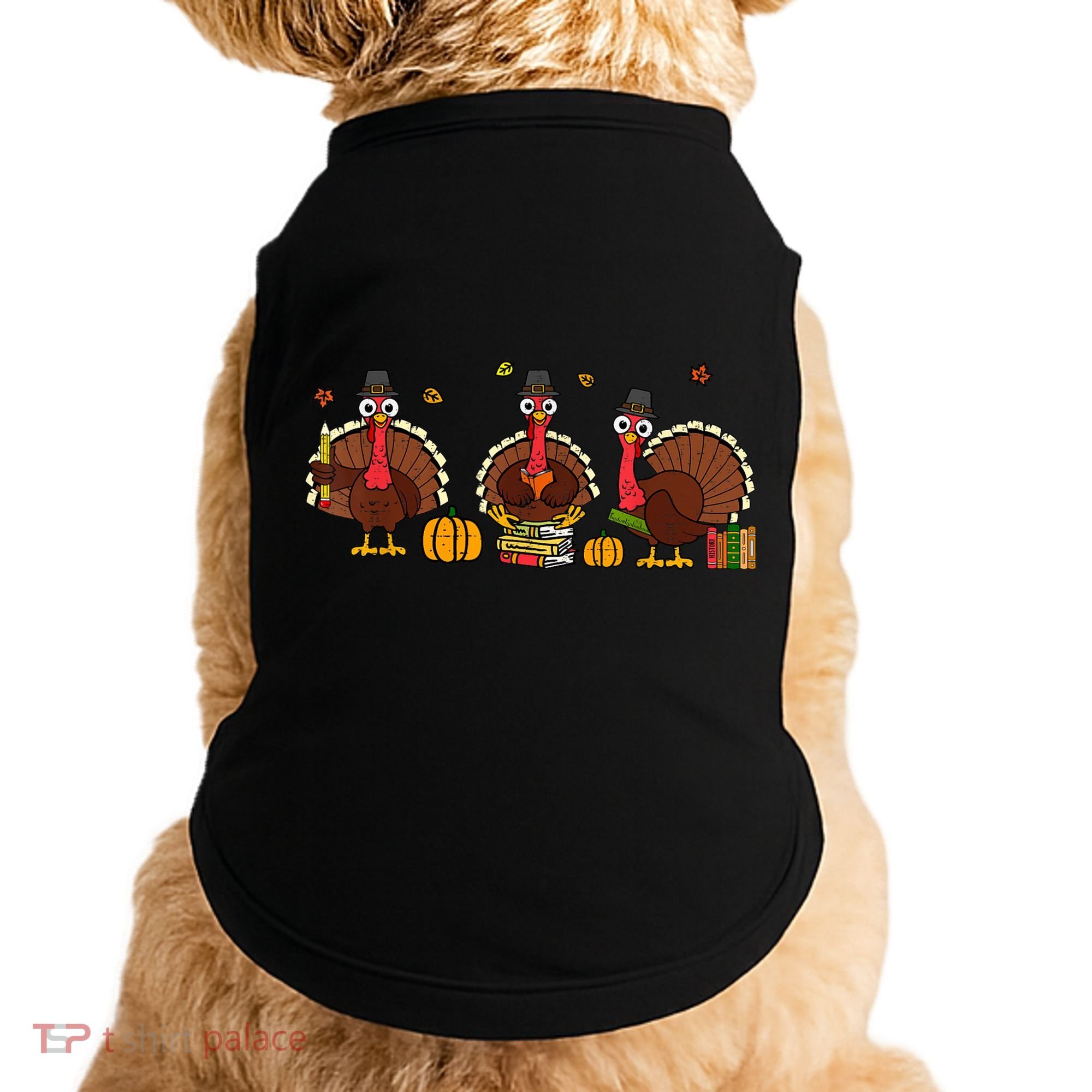 Thankful Teacher Turkey Thanksgiving Shirts Doggie Tank