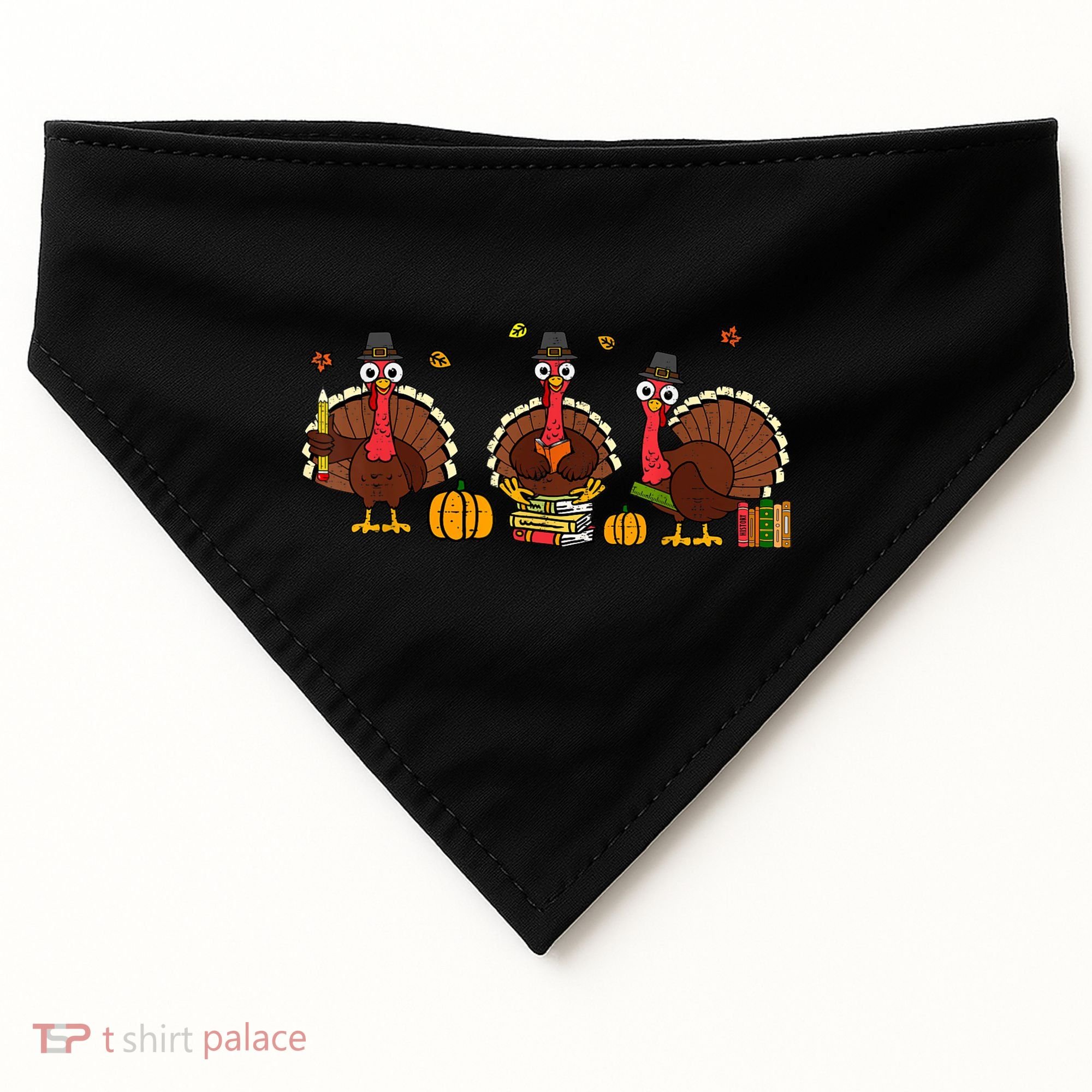 Thankful Teacher Turkey Thanksgiving Shirts USA-Made Doggie Bandana