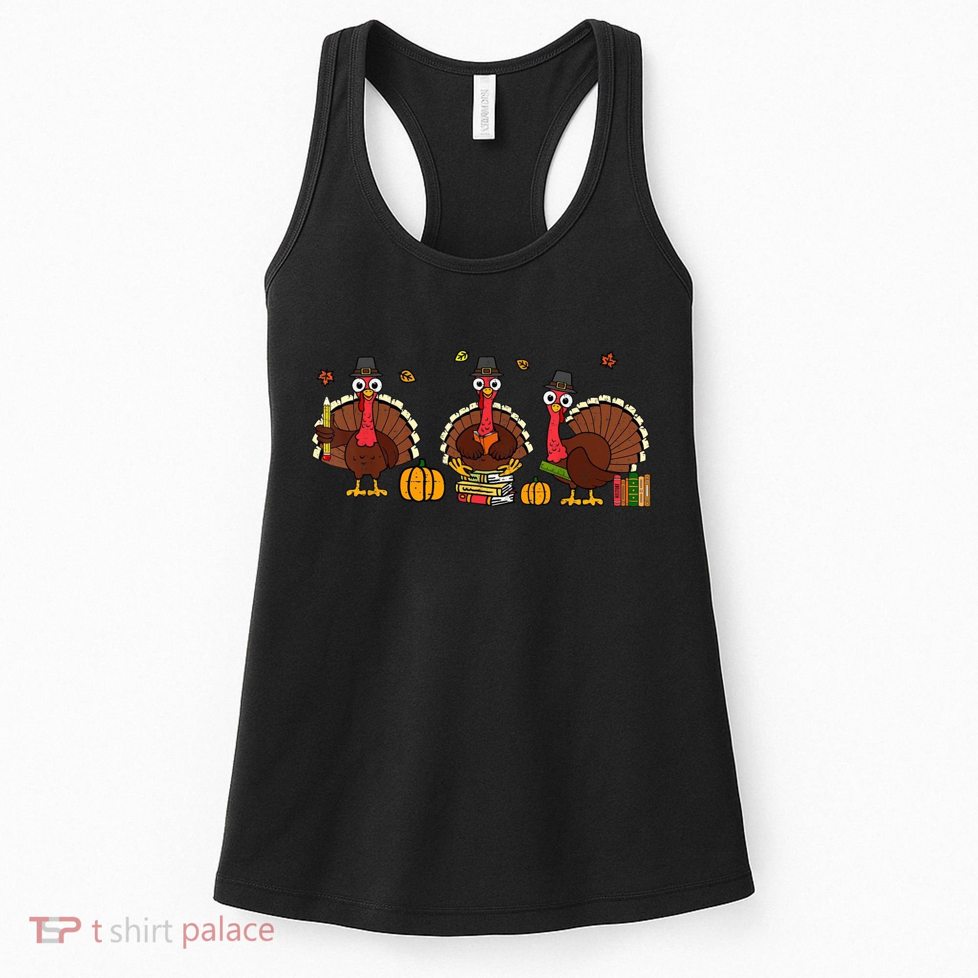 Thankful Teacher Turkey Thanksgiving Shirts Women's Tank Top