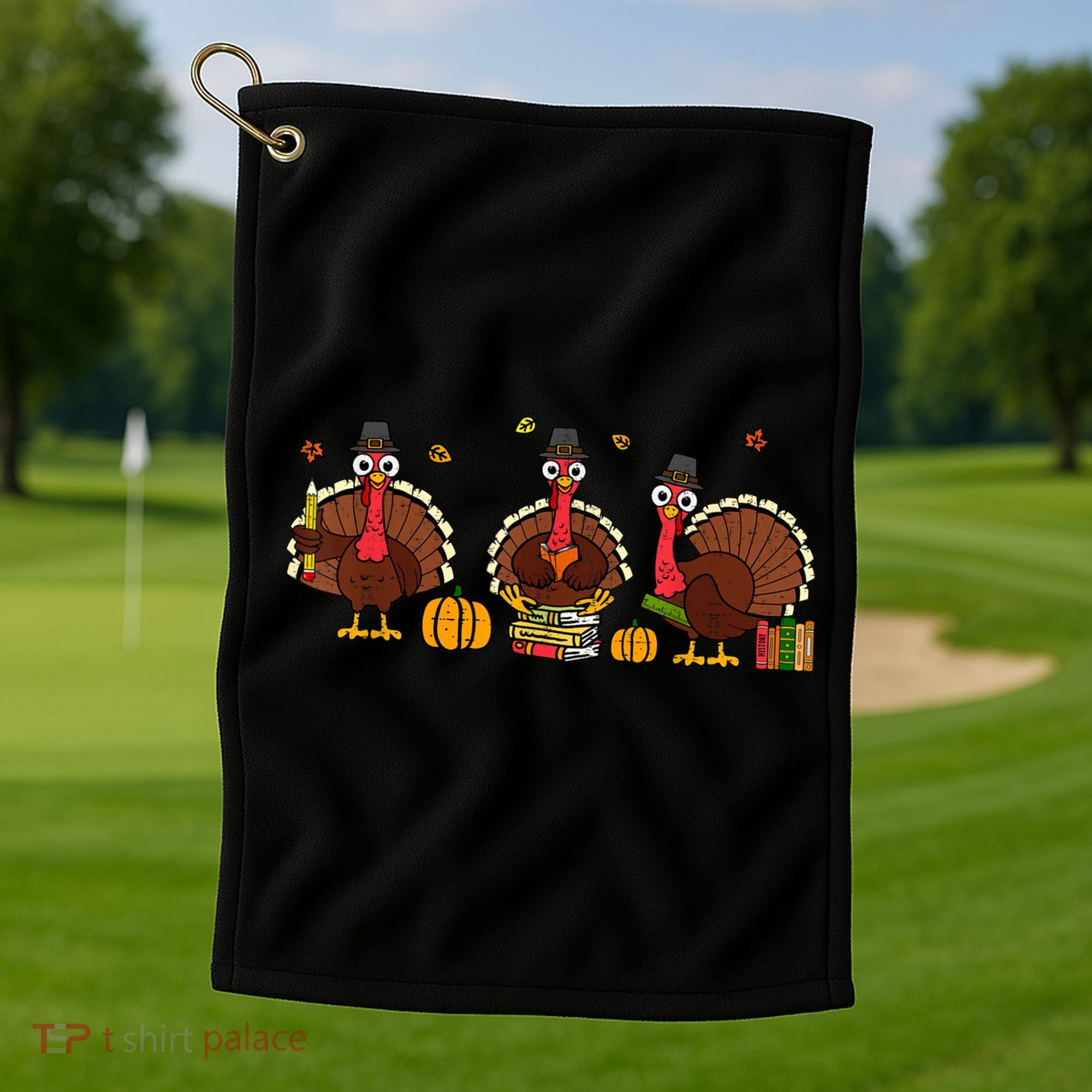 Thankful Teacher Turkey Thanksgiving Shirts Golf Towel