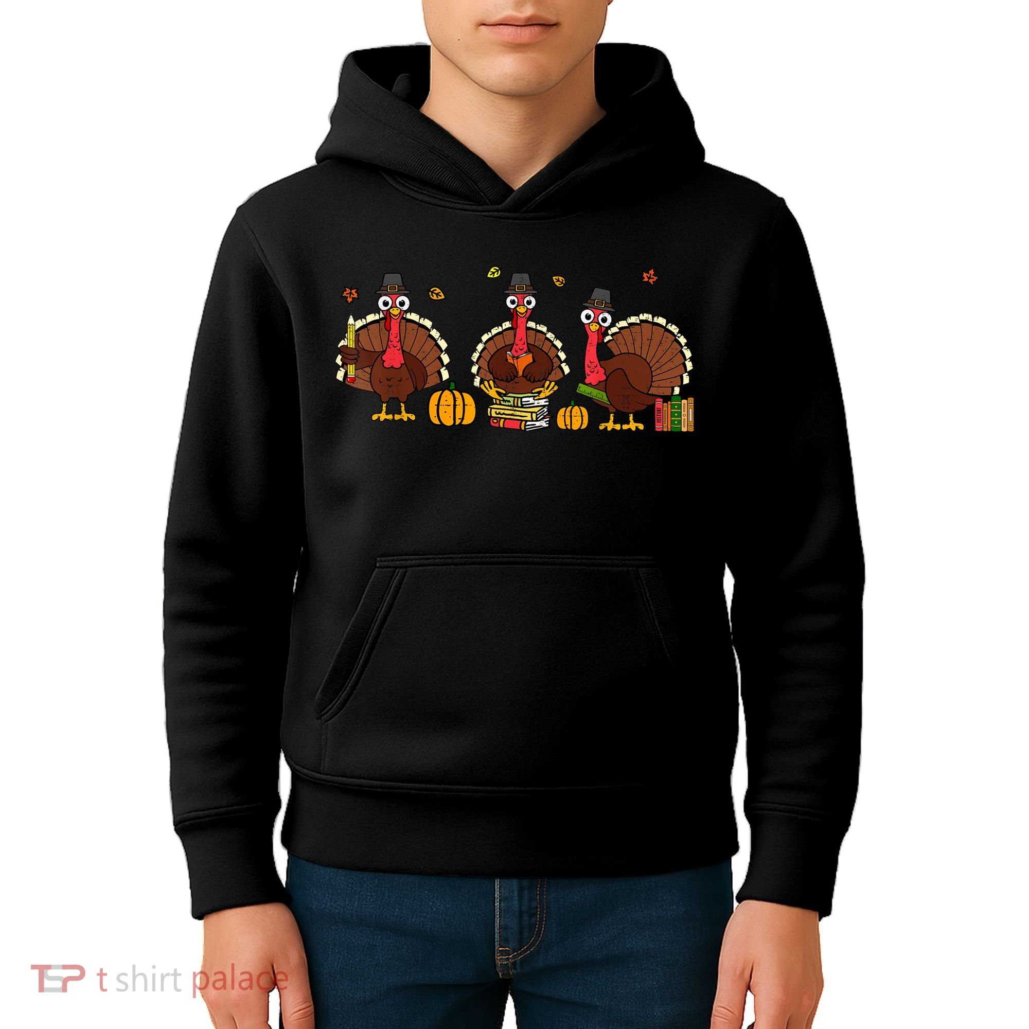 Thankful Teacher Turkey Thanksgiving Shirts Kids Hoodie