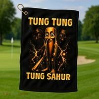 Tung Tung Tung Sahur Is Calling Italian Brainrot Golf Towel thumb 1