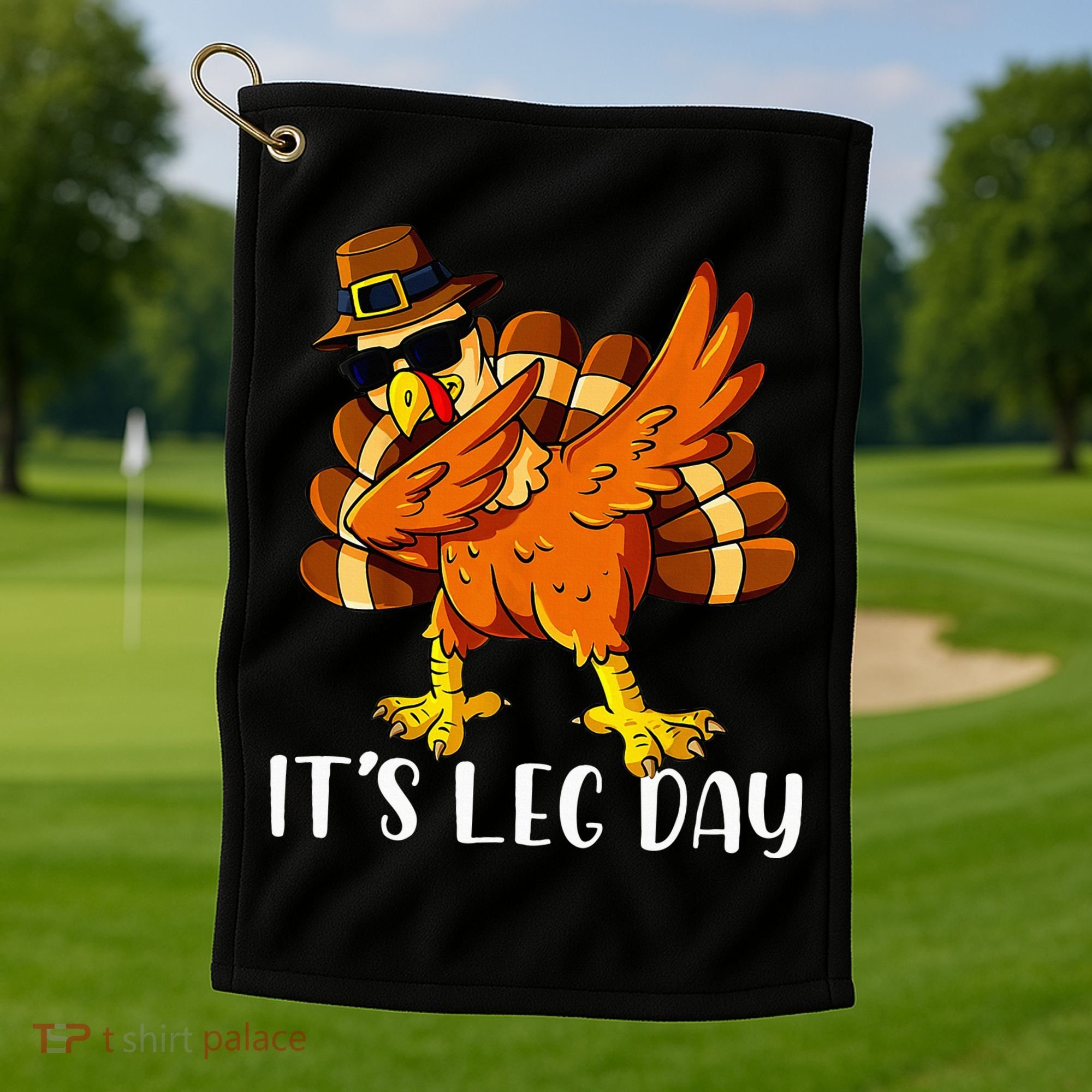 Thanksgiving Turkey Trot Fun Family Leg Day Workout Golf Towel