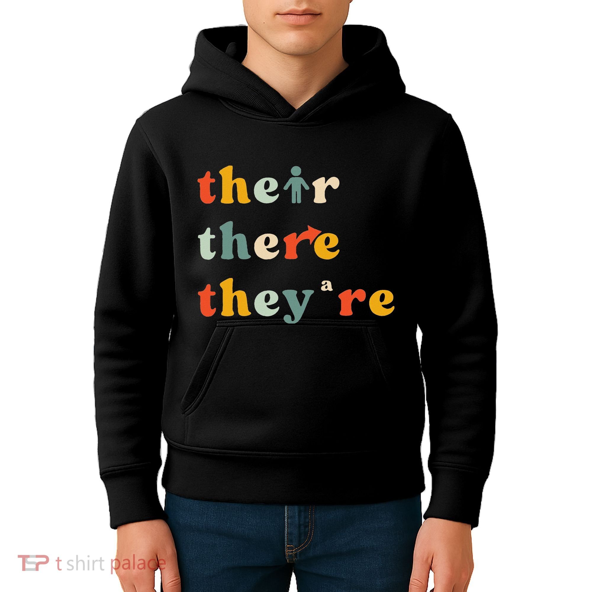 There Their TheyRe English Grammar Teacher Back To School Kids Hoodie