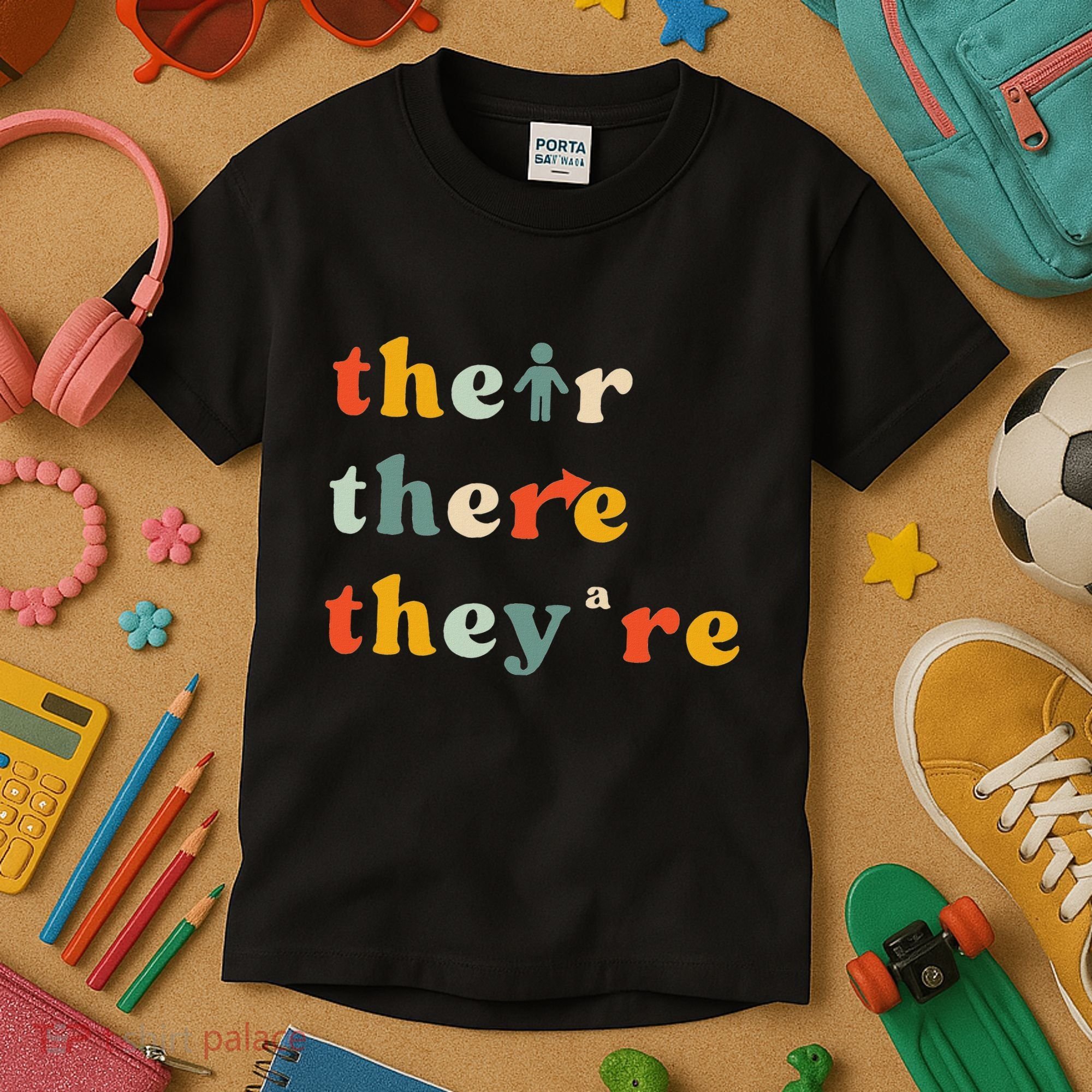 There Their TheyRe English Grammar Teacher Back To School Kids T-Shirt
