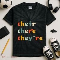 There Their TheyRe English Grammar Teacher Back To School Kids Tie-Dye T-Shirt thumb 2