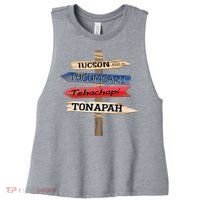 Tucson Tucumcari Tehachapi Tonapah Tourist Guideline Women's Racerback Cropped Tank thumb 0