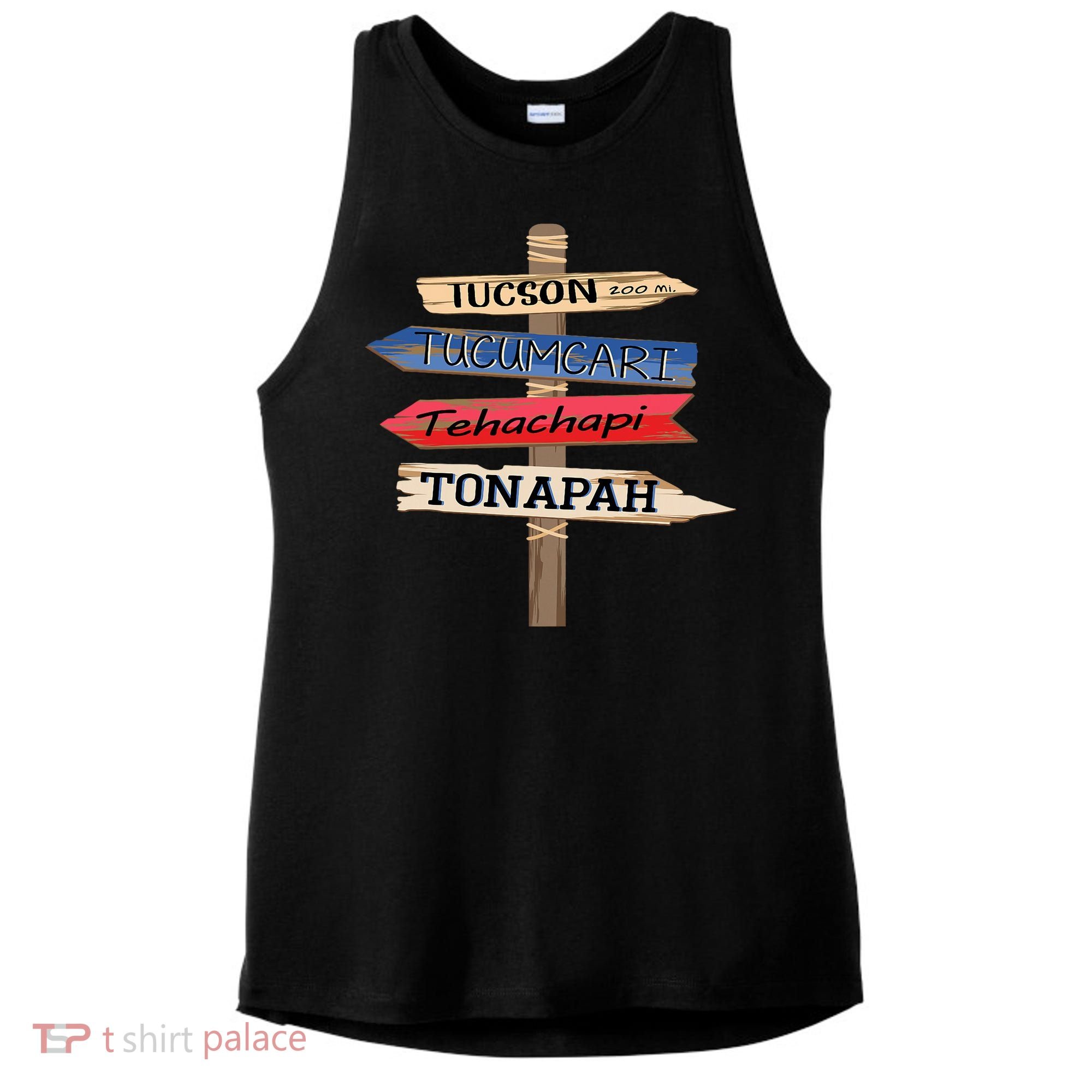 Tucson Tucumcari Tehachapi Tonapah Tourist Guideline Ladies PosiCharge Tri-Blend Wicking Tank