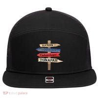 Tucson Tucumcari Tehachapi Tonapah Tourist Guideline 7 Panel Mesh Trucker Snapback Hat thumb 0