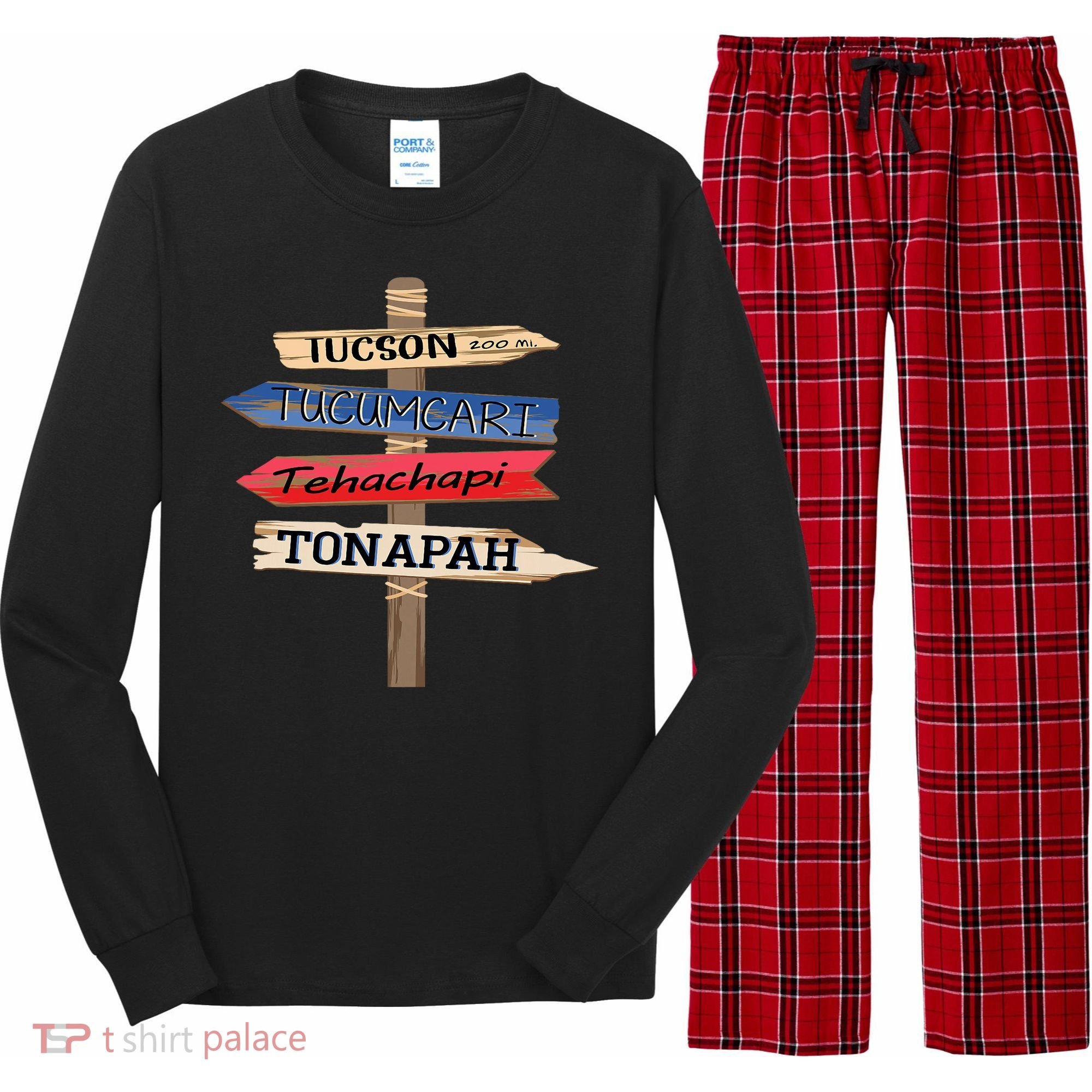 Tucson Tucumcari Tehachapi Tonapah Tourist Guideline Long Sleeve Pajama Set