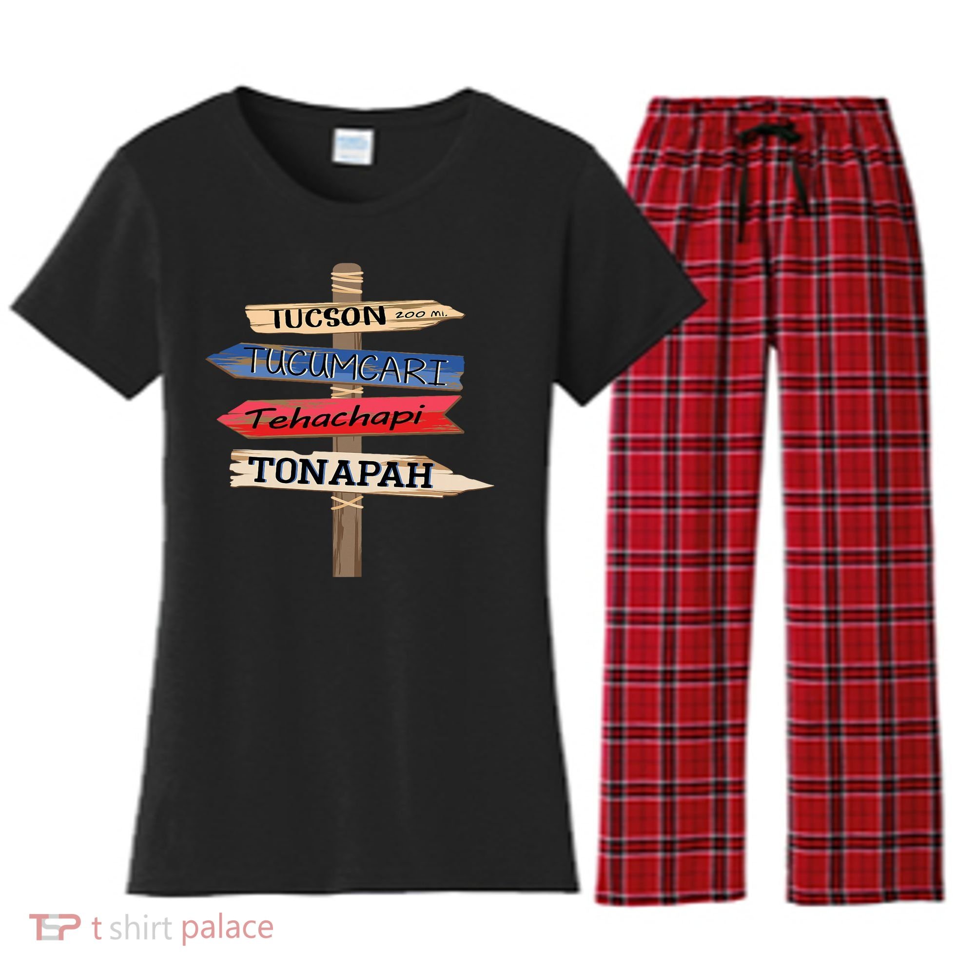 Tucson Tucumcari Tehachapi Tonapah Tourist Guideline Women's Flannel Pajama Set