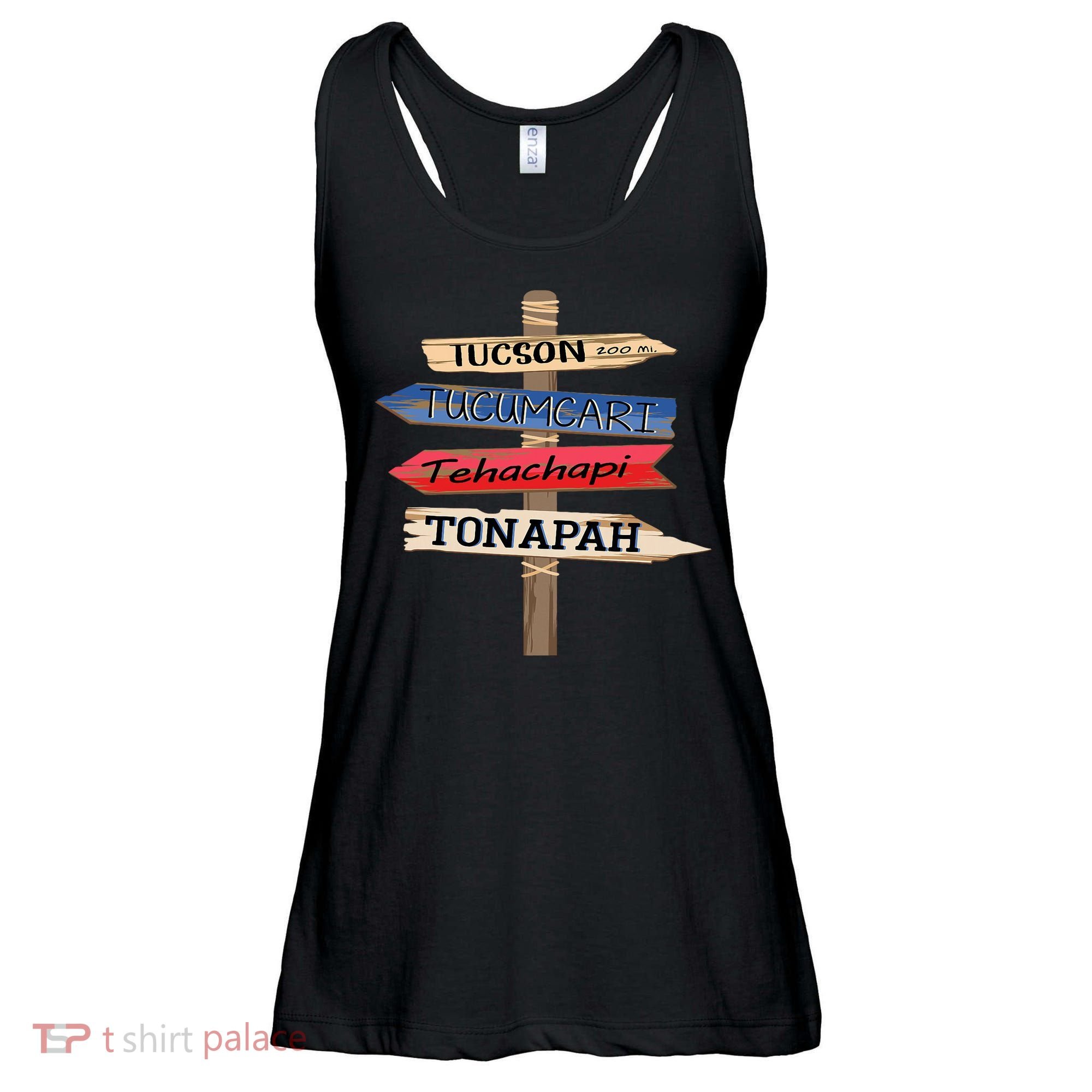 Tucson Tucumcari Tehachapi Tonapah Tourist Guideline Ladies Essential Flowy Tank