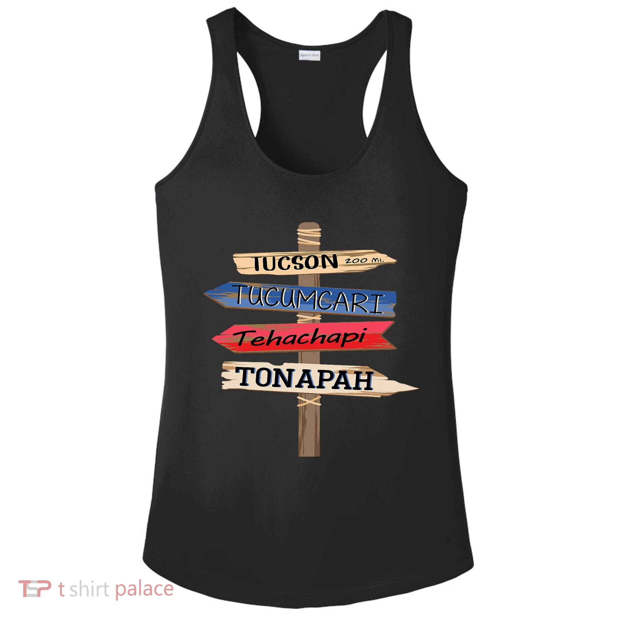 Tucson Tucumcari Tehachapi Tonapah Tourist Guideline Ladies PosiCharge Competitor Racerback Tank