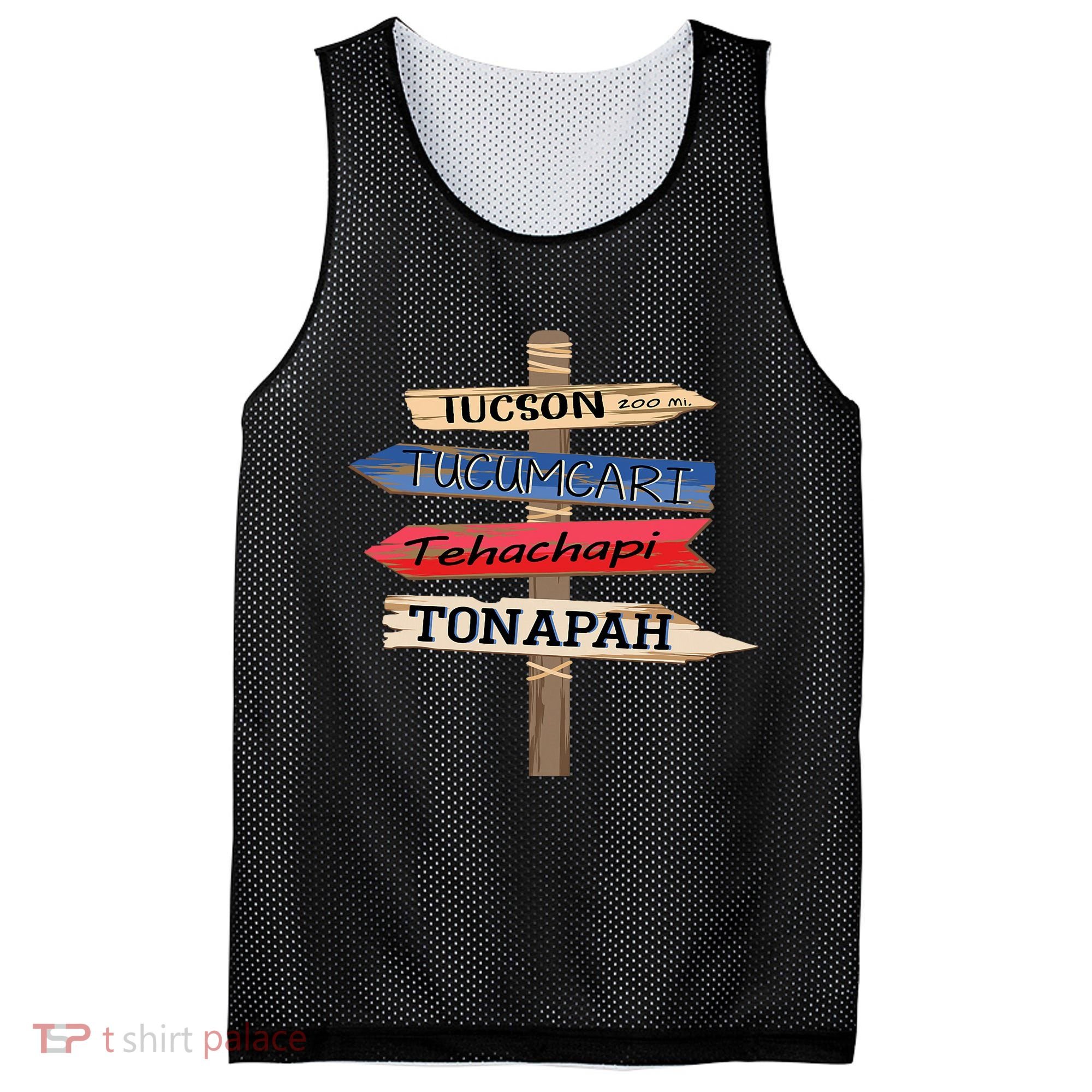 Tucson Tucumcari Tehachapi Tonapah Tourist Guideline Mesh Reversible Basketball Jersey Tank
