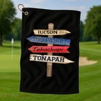 Tucson Tucumcari Tehachapi Tonapah Tourist Guideline Golf Towel thumb 1