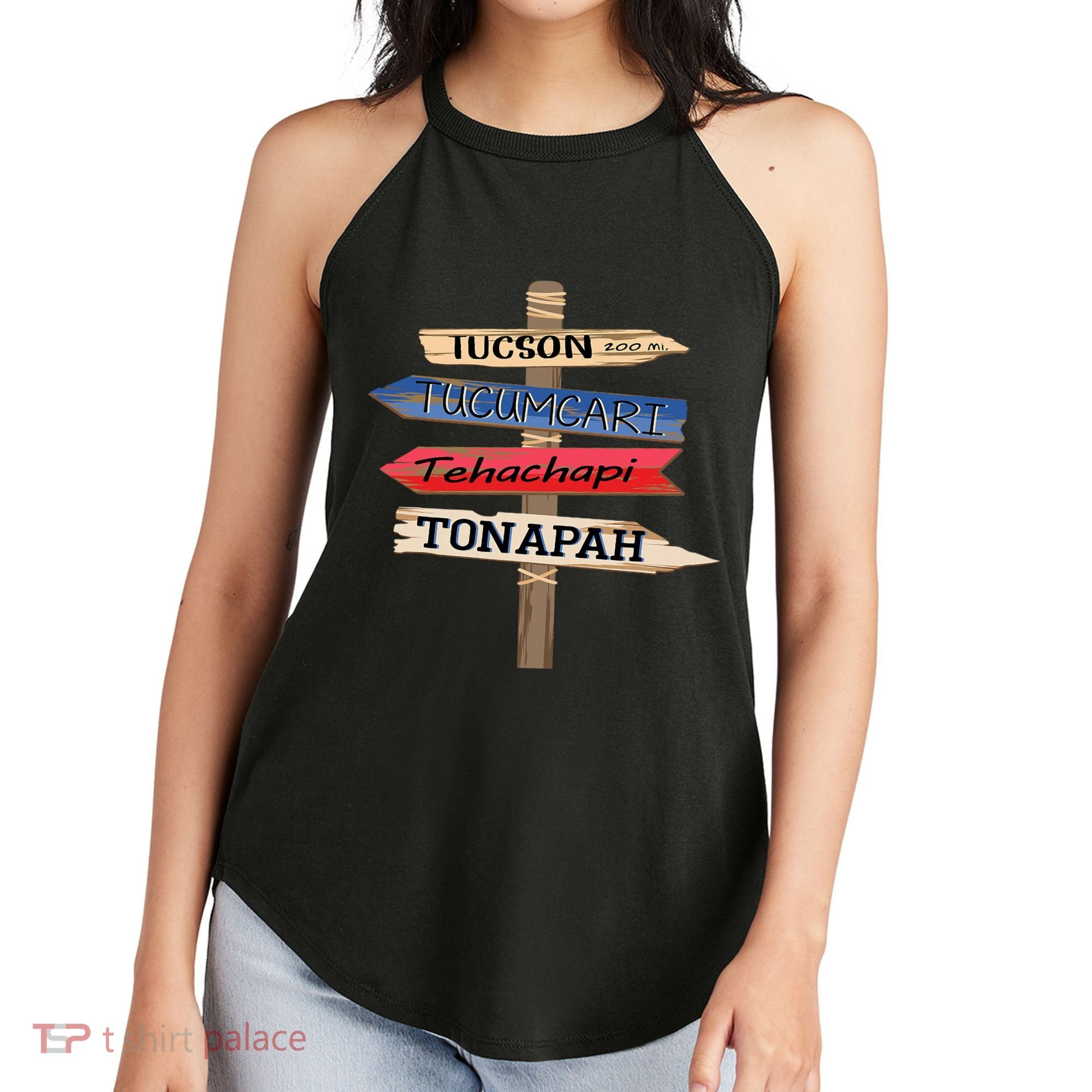 Tucson Tucumcari Tehachapi Tonapah Tourist Guideline Women's Perfect Tri Rocker Tank
