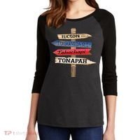 Tucson Tucumcari Tehachapi Tonapah Tourist Guideline Women's Tri-Blend 3/4-Sleeve Raglan Shirt thumb 2