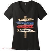 Tucson Tucumcari Tehachapi Tonapah Tourist Guideline Women's V-Neck T-Shirt thumb 0