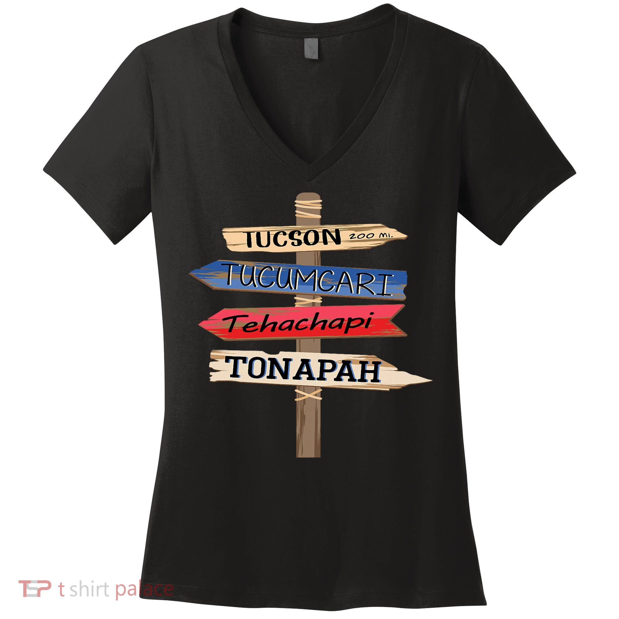 Tucson Tucumcari Tehachapi Tonapah Tourist Guideline Women's V-Neck T-Shirt
