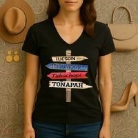 Tucson Tucumcari Tehachapi Tonapah Tourist Guideline Women's V-Neck T-Shirt thumb 3
