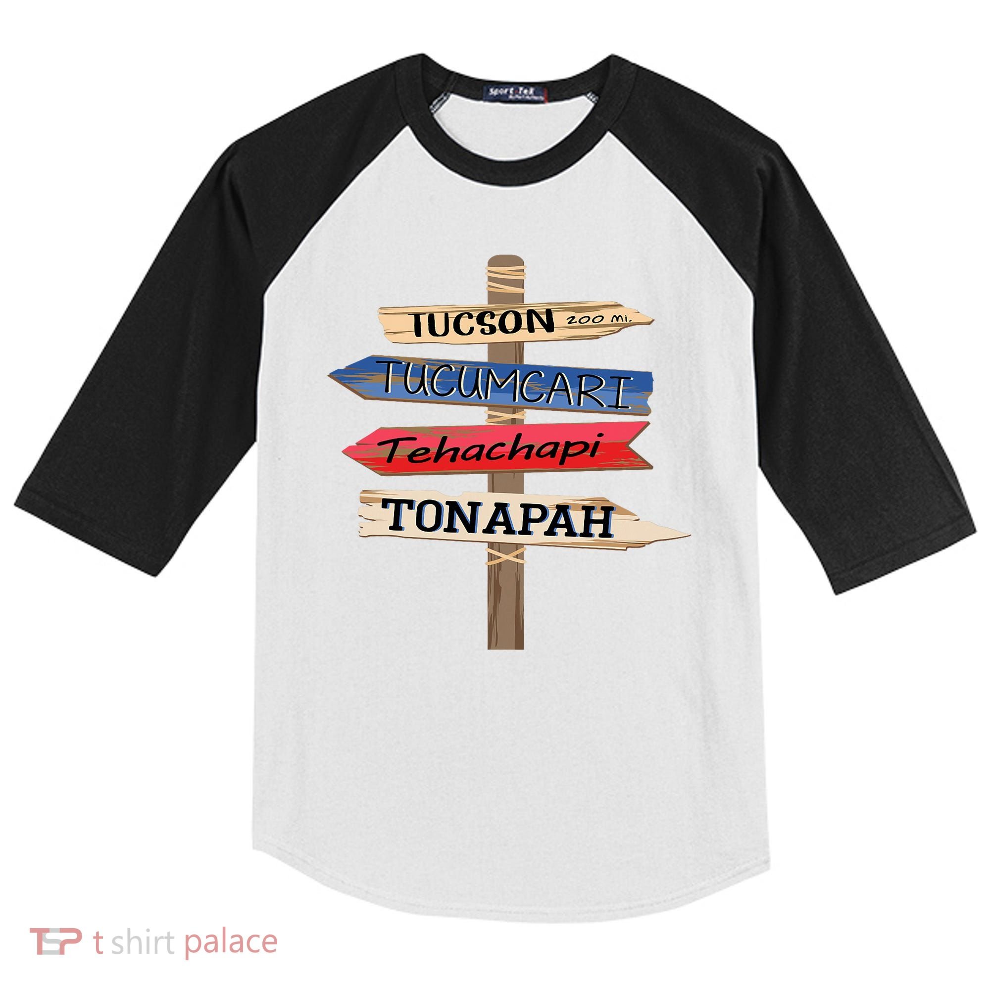 Tucson Tucumcari Tehachapi Tonapah Tourist Guideline Kids Colorblock Raglan Jersey