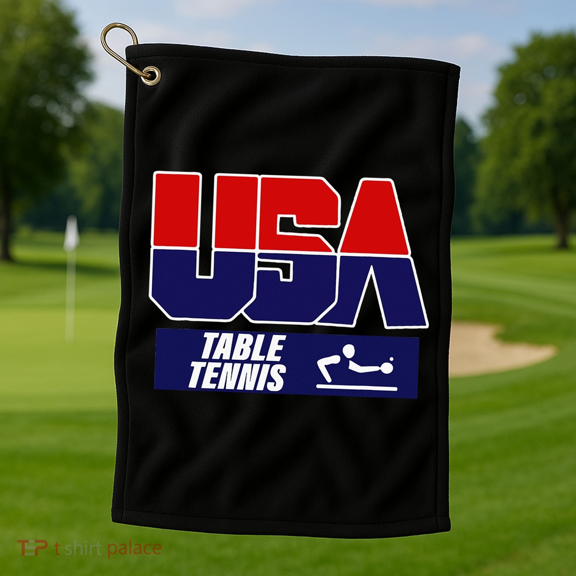 Table Tennis Usa Team Golf Towel