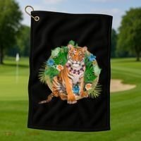 Tropical Tiger Vacation Golf Towel thumb 1