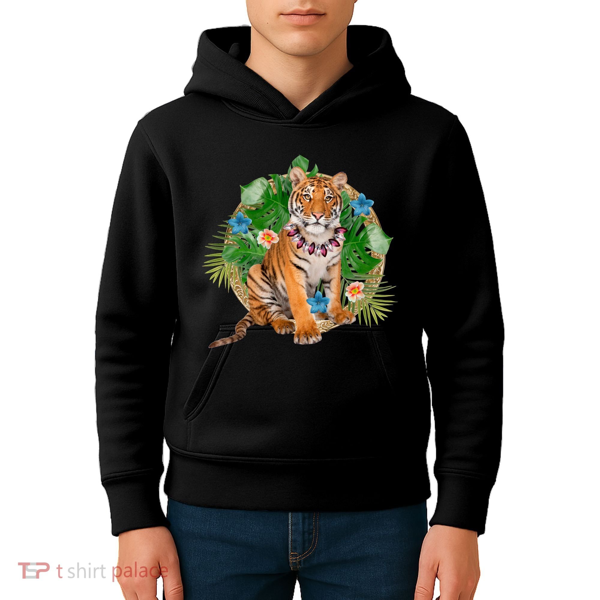 Tropical Tiger Vacation Kids Hoodie