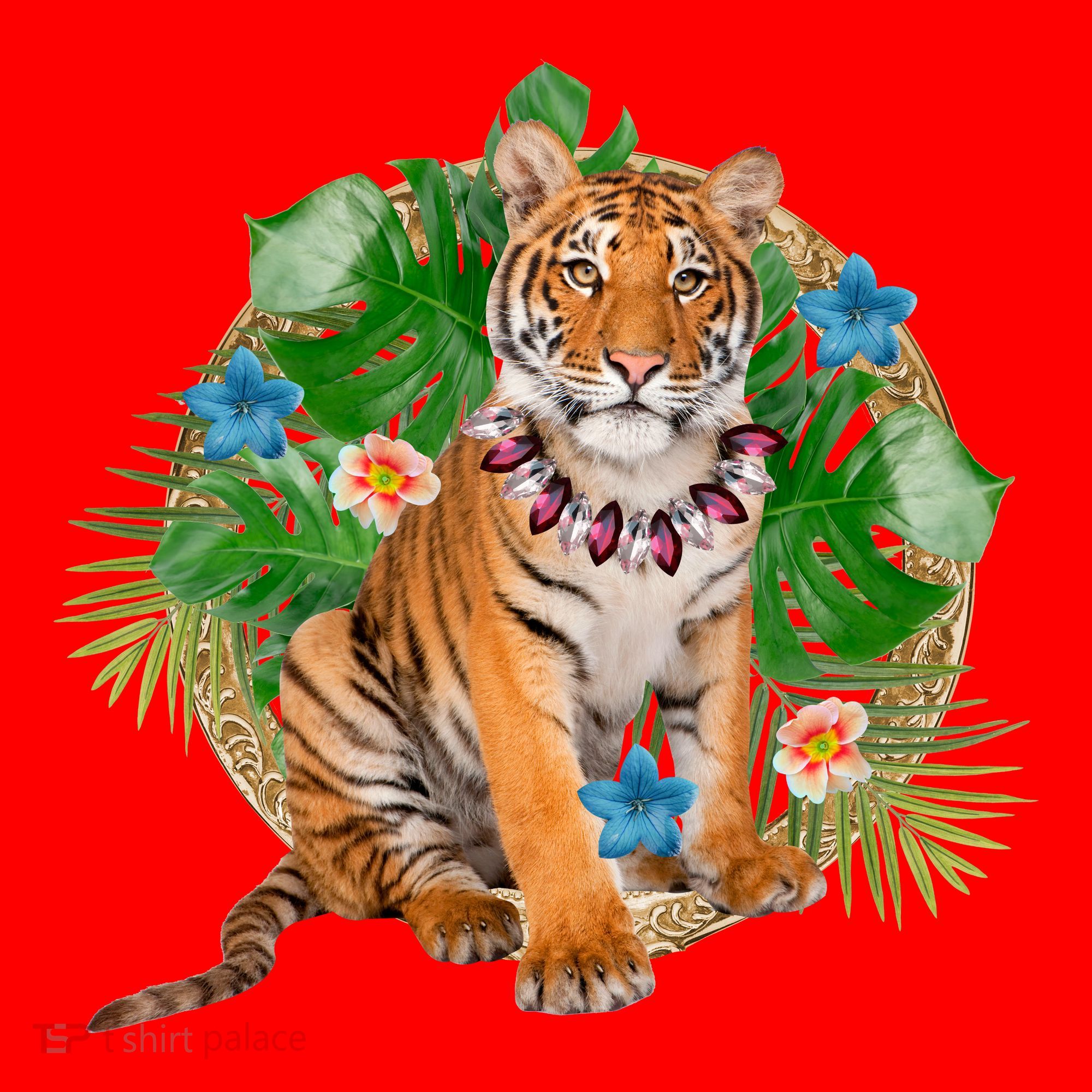 Tropical Tiger Vacation Santa Hat