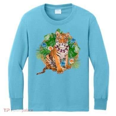 Tropical Tiger Vacation Kids Long Sleeve Shirt