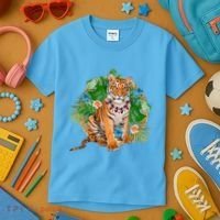 Tropical Tiger Vacation Kids T-Shirt thumb 3